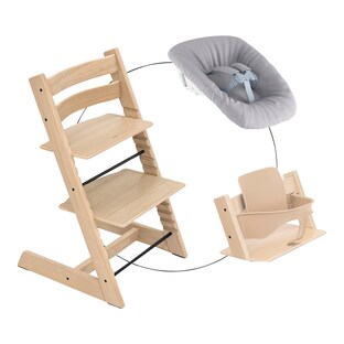 Ensemble complet chaise haute évolutive chêne avec kit nouveau-né et kit bébé