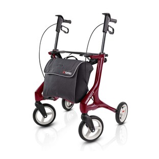 Rollator Pegasus M, weinrot, mit Tasche