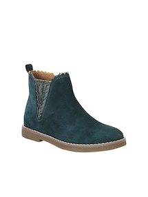 Mädchen Leder-Boots mit Zierborte, Reißverschluss und Gummizug-Einsatz