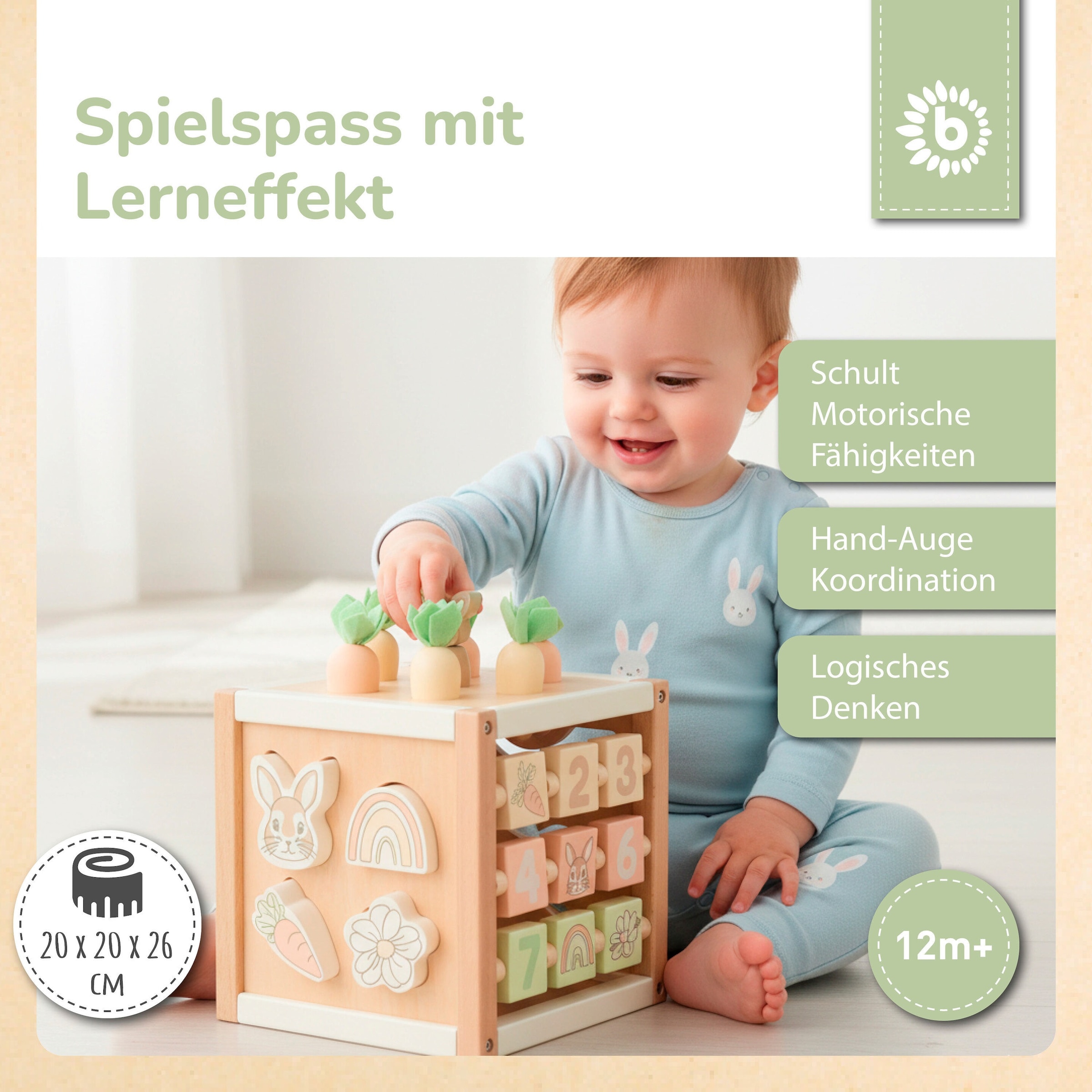 Bieco Motorikwürfel Hase Fine Holz FSC - ab 1 Jahr