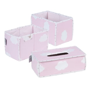 3er Set: Feuchttuchorganizer, 2x Windelbox Kleine Wolke rosa