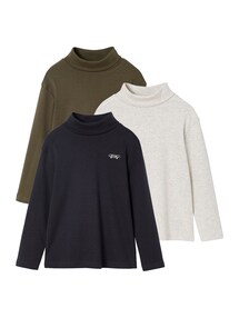 3er-Pack Jungen Langarm-Rollkragenshirts BASIC
