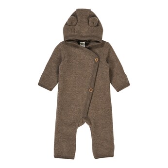 Wollfleece-Overall mit Klappfuß und Kapuze mit Ohren