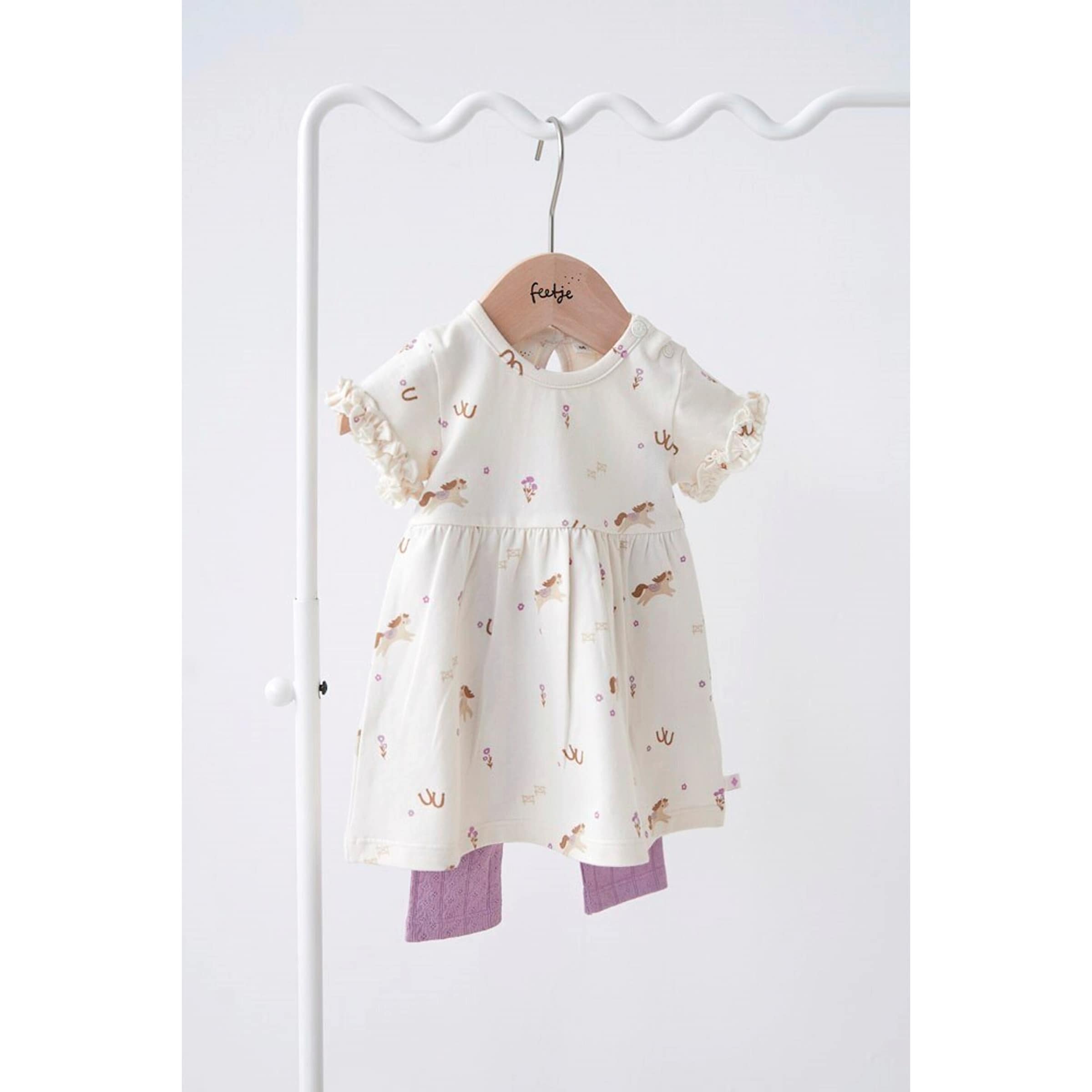 Kleid kurzarm Pferde Blumen