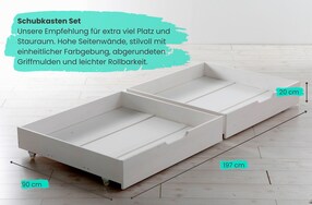 Kinderbett Hausbett "Kay" 120x200 inkl. Schubkästen Kiefer weiß
