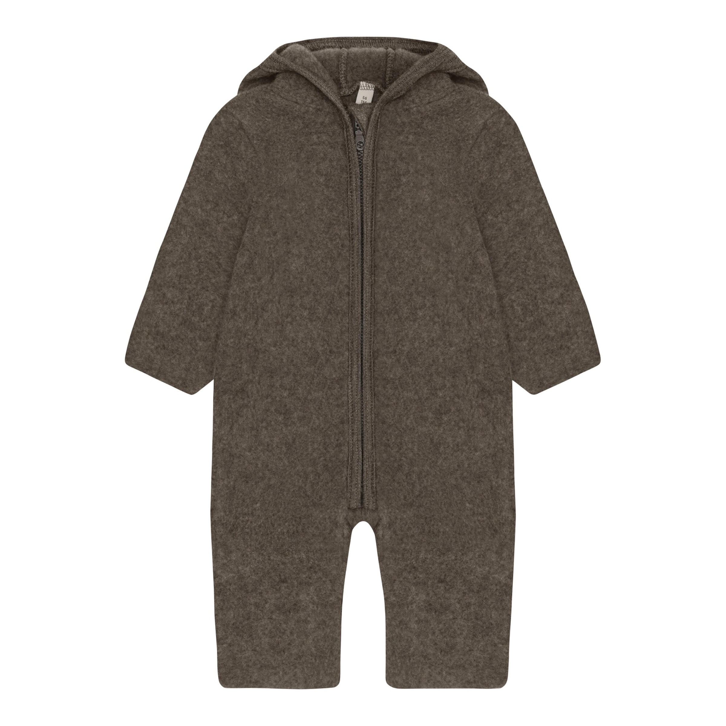Huttelihut Wollfleece-Overall mit Klappbündchen und Kapuze mit Ohren Merinowolle