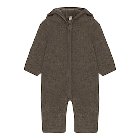 Wollfleece-Overall mit Klappbündchen und Kapuze mit Ohren Merinowolle