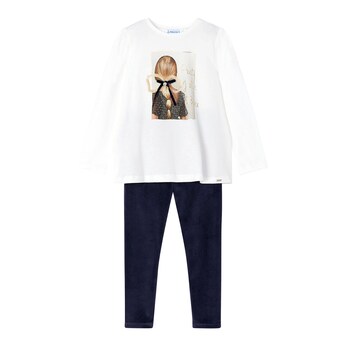 2-tlg. Set Shirt langarm und Samt-Leggings Mädchen
