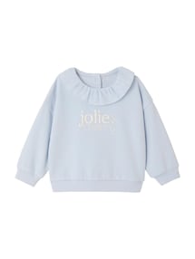 Baby Sweatshirt, Rüschenkragen mit feinen Streifen, Jolie Cherry