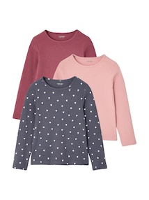 3er-Pack Shirts mit langen Ärmeln Mädchen BASIC