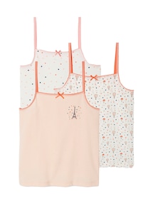 3er-Pack Mädchen Unterhemden mit Print, Baumwolle