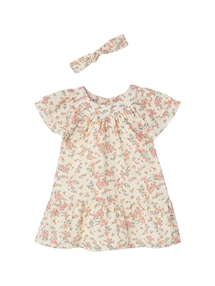 Baby-Set: Kleid, Slip und Haarband mit Blumenprint, Geschenkbox