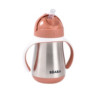 Tasse d’apprentissage en inox avec poignées et paille 250 ml