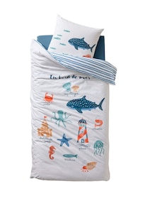 Kinder Bettwäsche-Set AM MEER mit maritimen Motiven, Recycling-Baumwolle