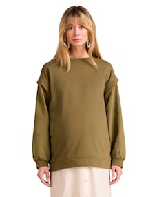 Umstands-Sweatshirt mit Materialmix