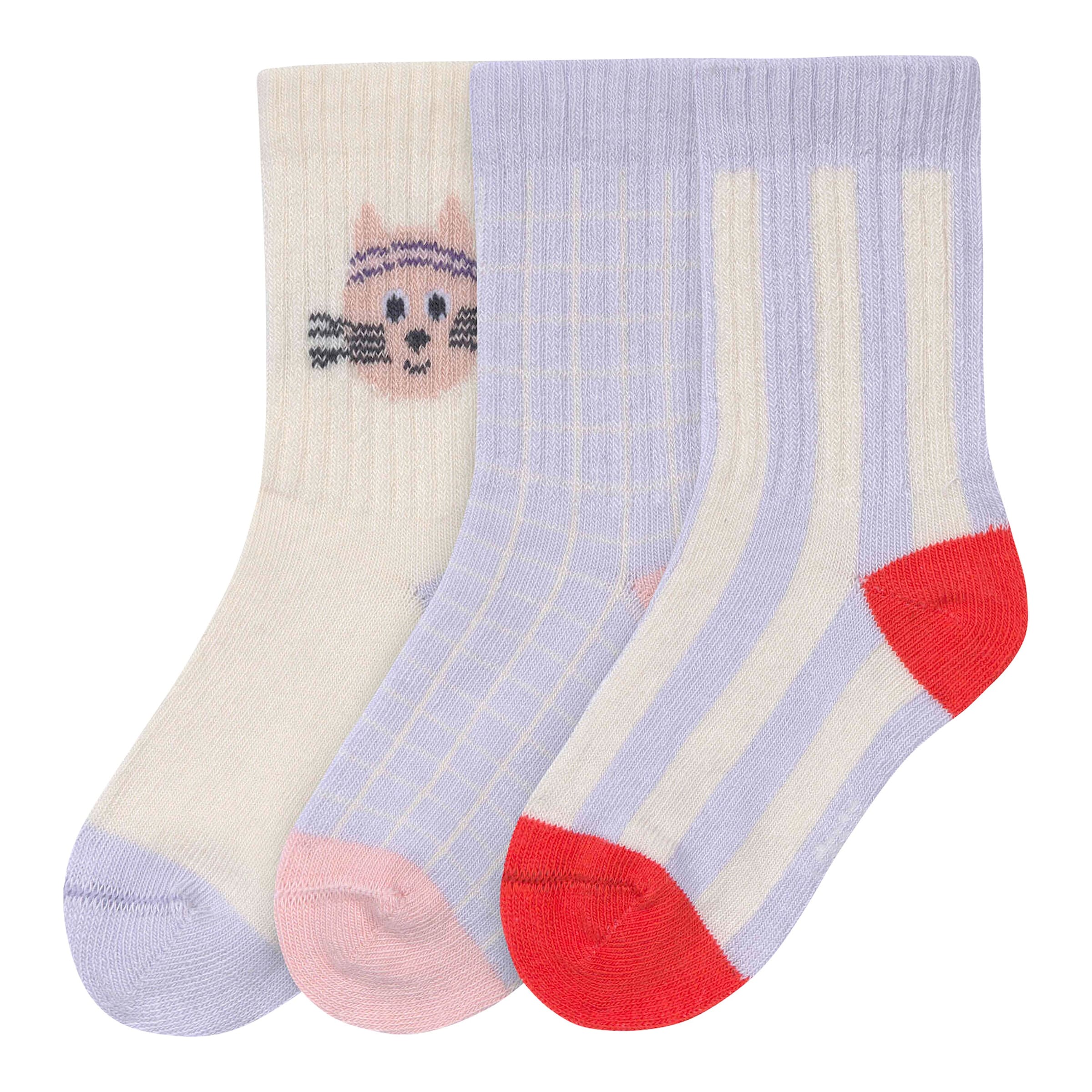 Lässig 3er-Pack Socken Katze Streifen