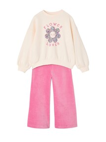 Set Sweatshirt & Samt-Hose Mädchen