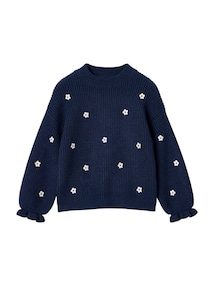 Pullover mit Stickerei und Volantabschlüssen Mädchen