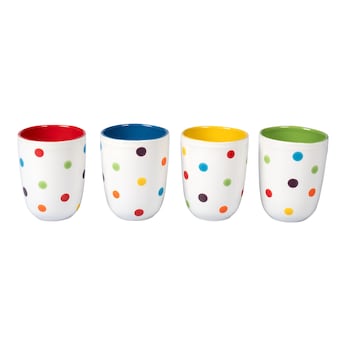 Keramik-Becher „Kunterbunt“, 4 Stück je 340 ml