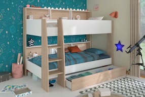 Etagenbett mit Bettschubkasten "Shelter 12" Jackson-Eiche - Weiß