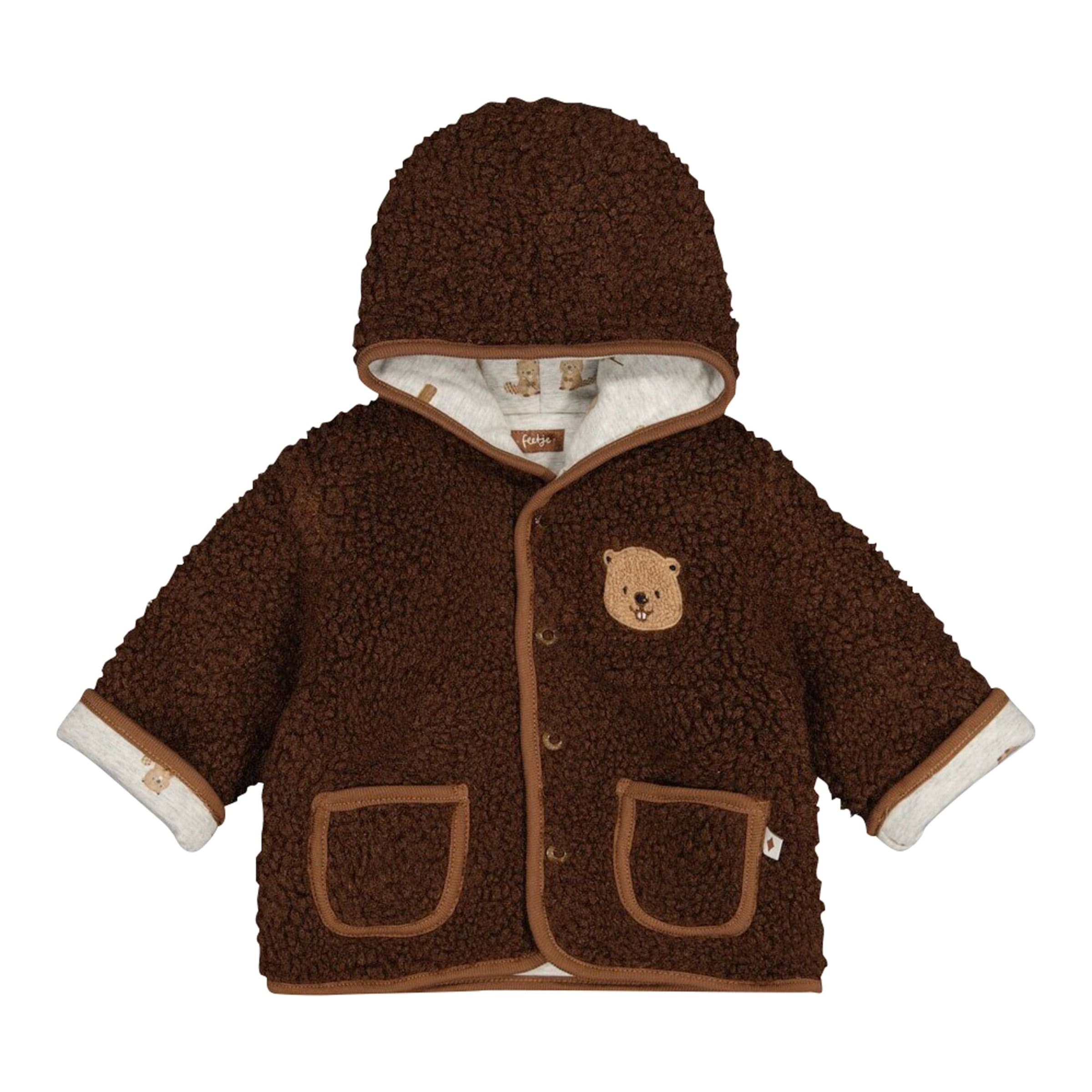 Feetje Plüsch-Wendejacke mit Kapuze Biber