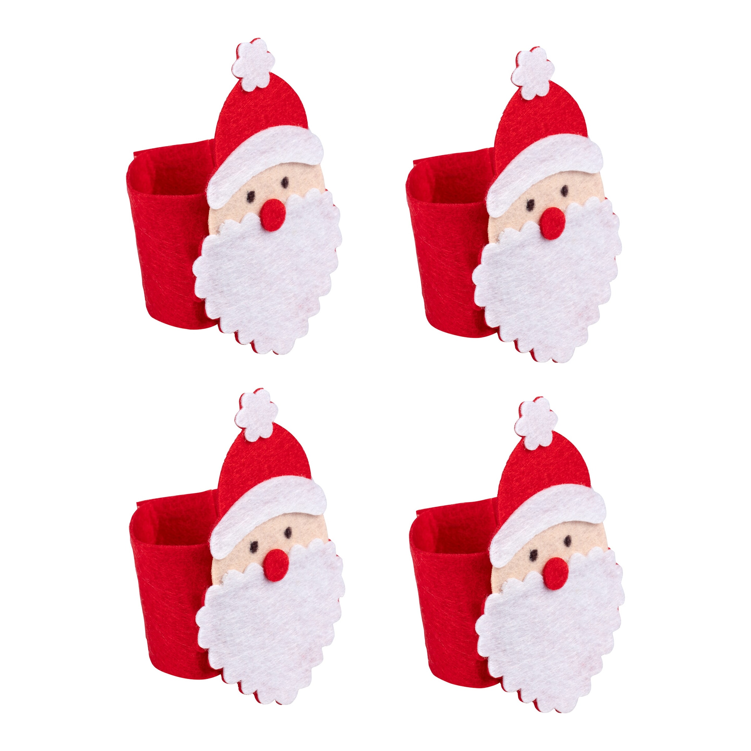 Klett-Serviettenringe „Santa“, 4 Stück