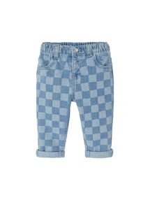 Baby Jeans mit Schachbrettmuster und Dehnbund