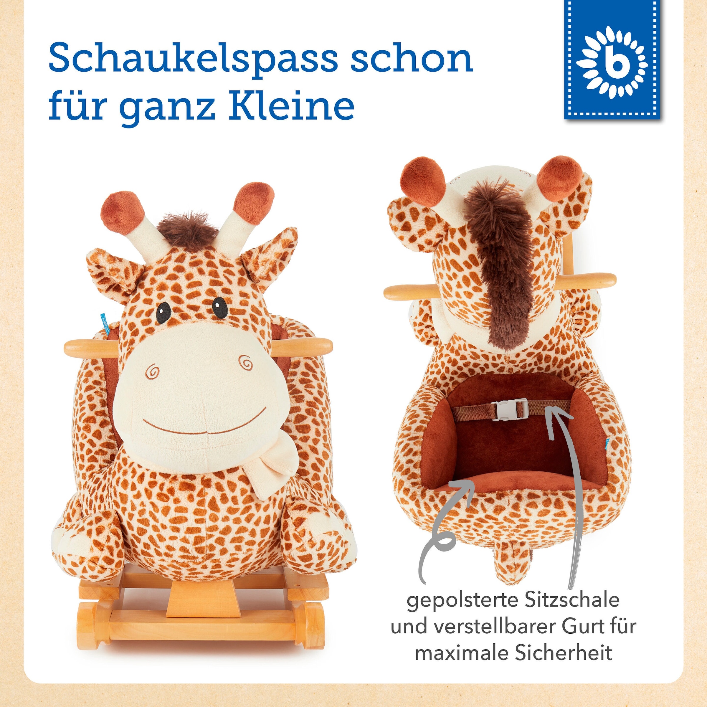 Bieco Plüsch Schaukeltier Giraffe