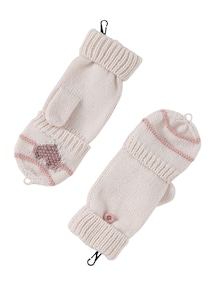 Mädchen-Set: Mütze, Rundschal & Handschuhe Streifen/Herzen