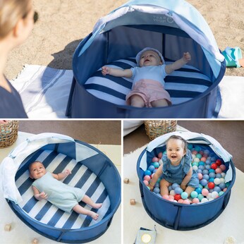 Strandmuschel & Reisebett Babyni 2in1 mit UV-Schutz 50+