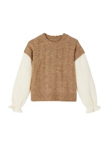Mädchen 2-in-1-Pullover, Ajourstrick