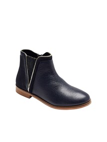 Mädchen Leder-Boots mit Reißverschluss und Gummizug