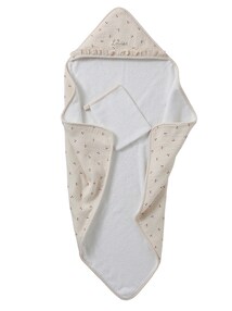 Baby Geschenk-Set: Kapuzenbadetuch & Waschhandschuh CHERRY