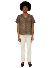 Bluse mit Lochstickerei für Schwangerschaft und Stillzeit