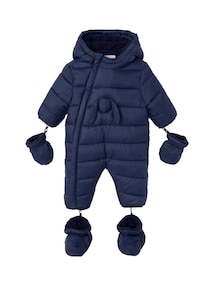 Baby Winter-Overall mit Hasen-Applikation, abnehmbare Fäustlinge und Füße