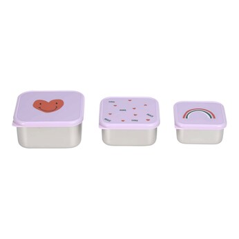 3tlg. Set Edelstahl Snackbox Happy Rascals