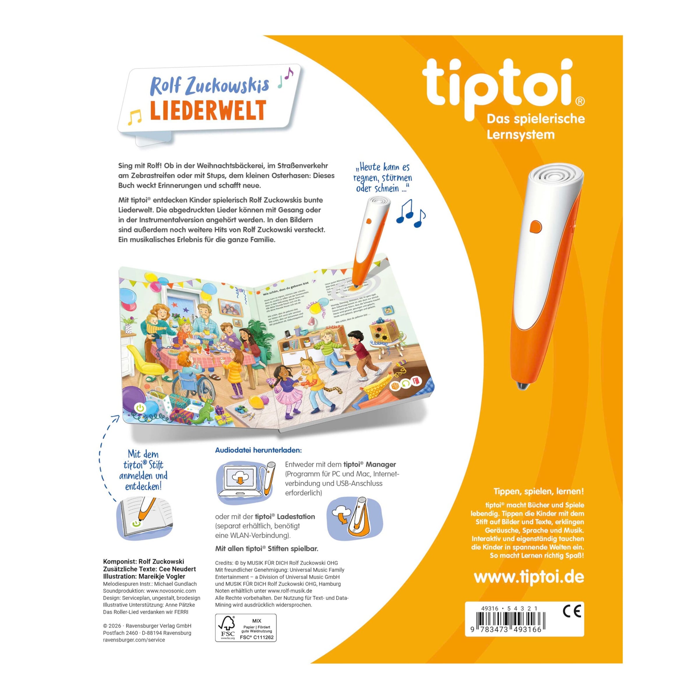 Ravensburger Tiptoi Liederbuch Rolf Zuckowskis Liederwelt