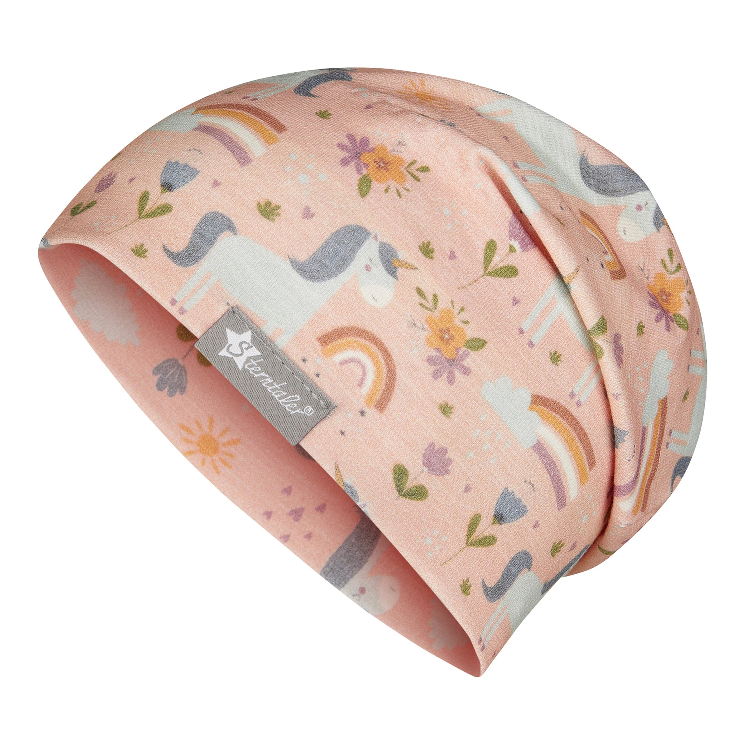 Sterntaler Beanie mit UV-Schutz Einhörner Regenbögen