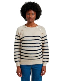 Umstands-Pullover im Matrosenlook mit Stillöffnung an der Schulter