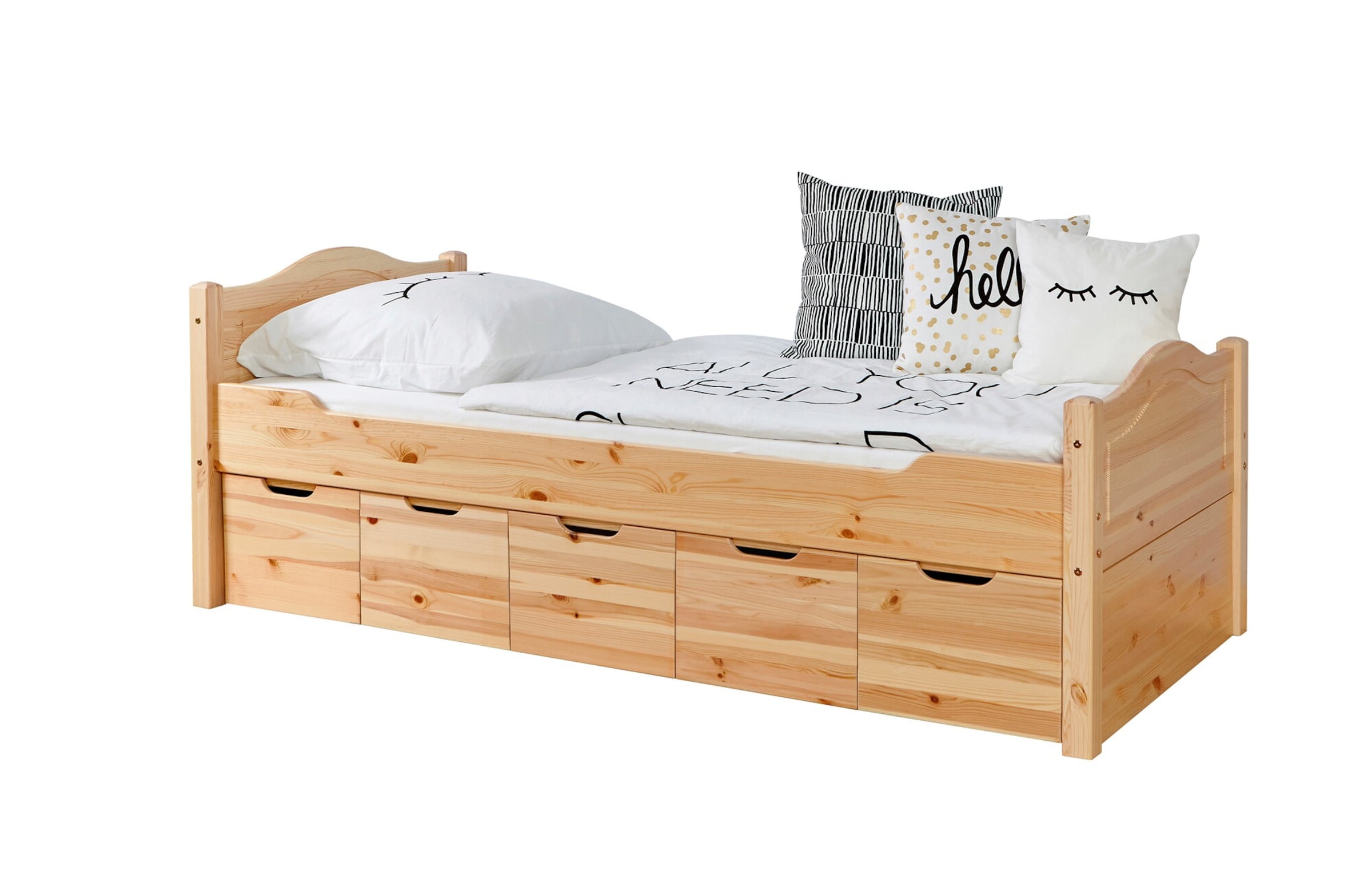 Ticaa Einzelbett "Leni" 100x200 Kiefer Natur