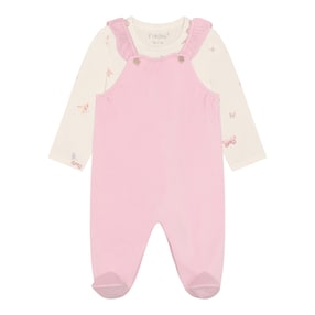 Ensemble grenouillère velours ras papillons