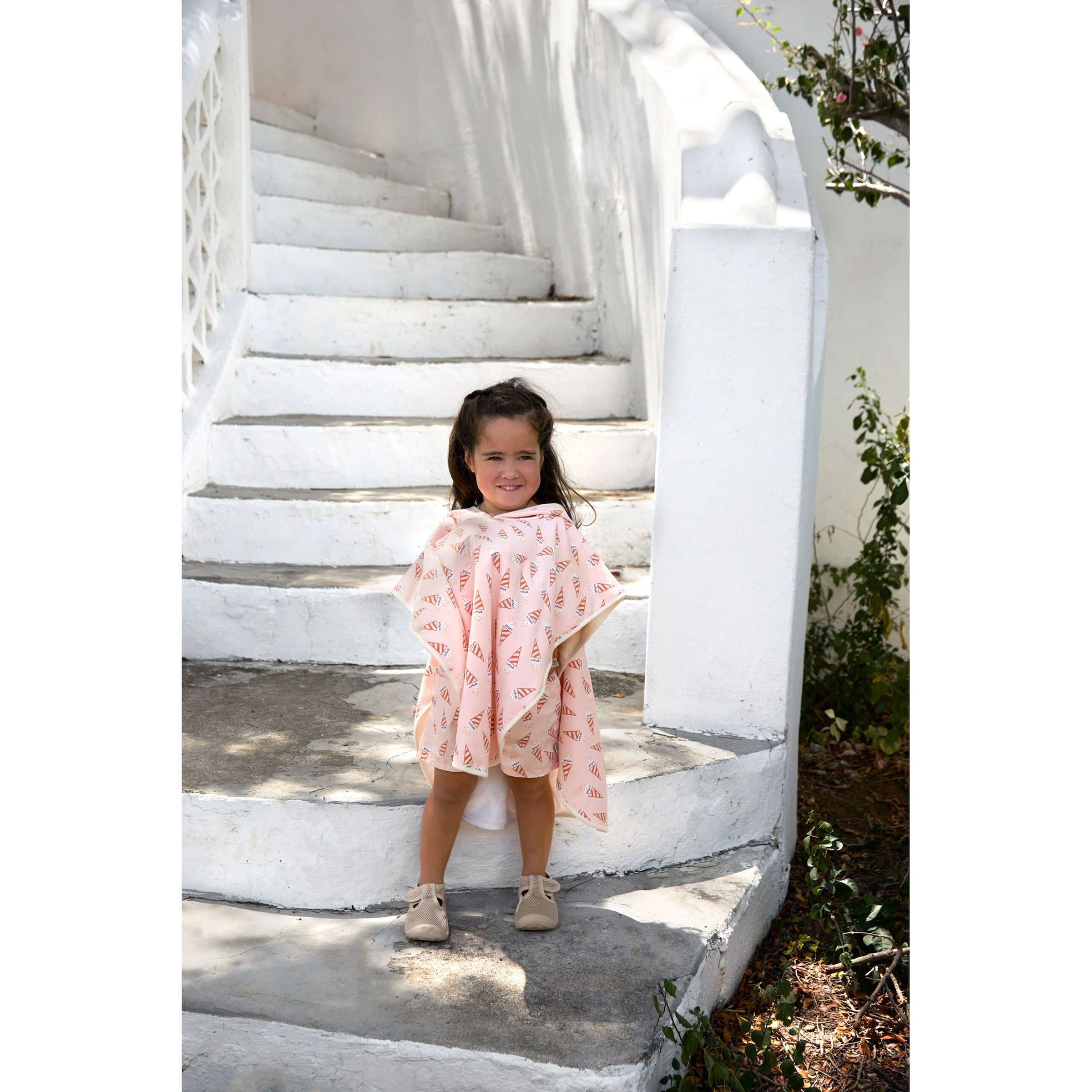 Thumbnail - Lässig Wende-Badeponcho Dackel Eis rosa | mehrfarbig