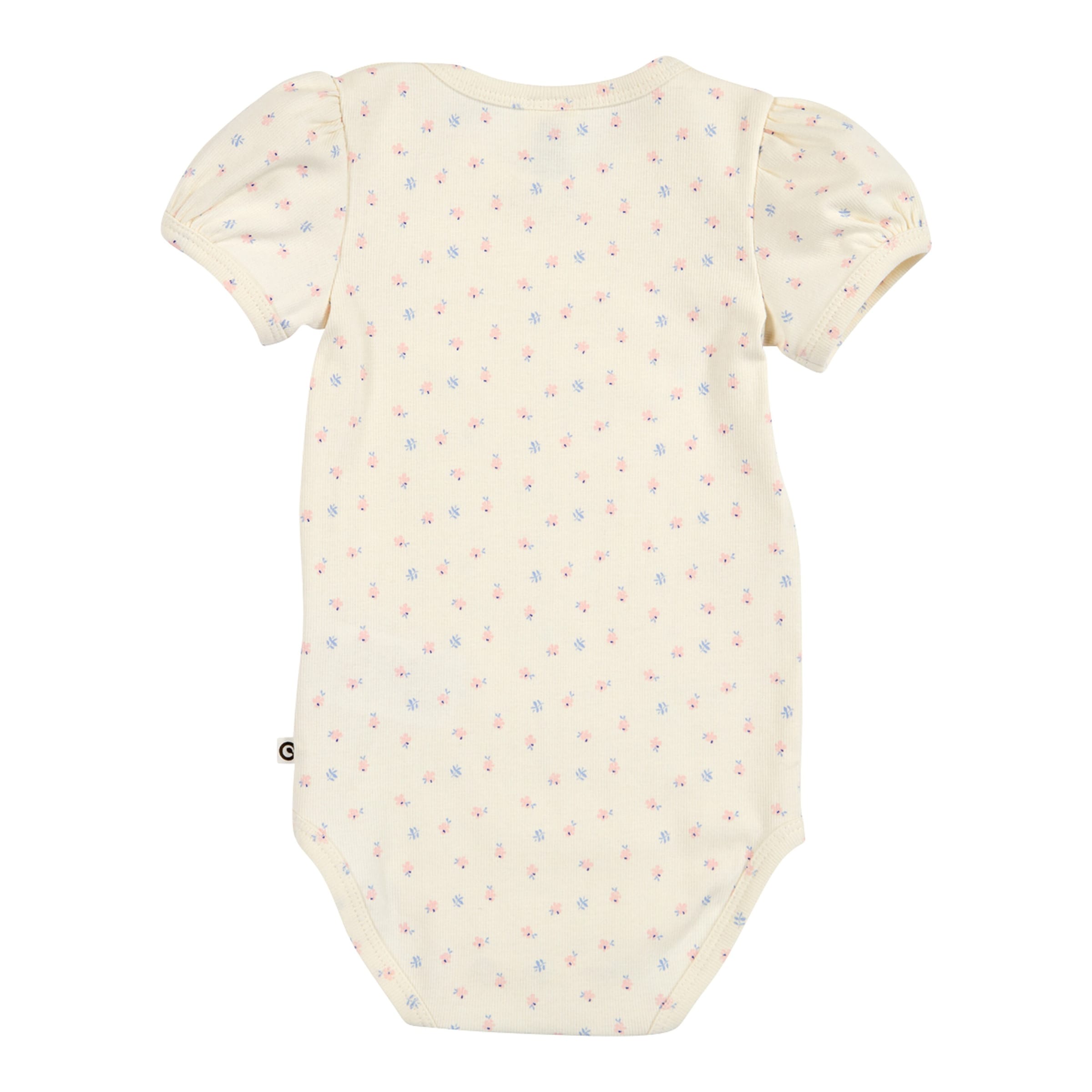 Müsli Body kurzarm mit Puffärmeln Blumen Rippqualität