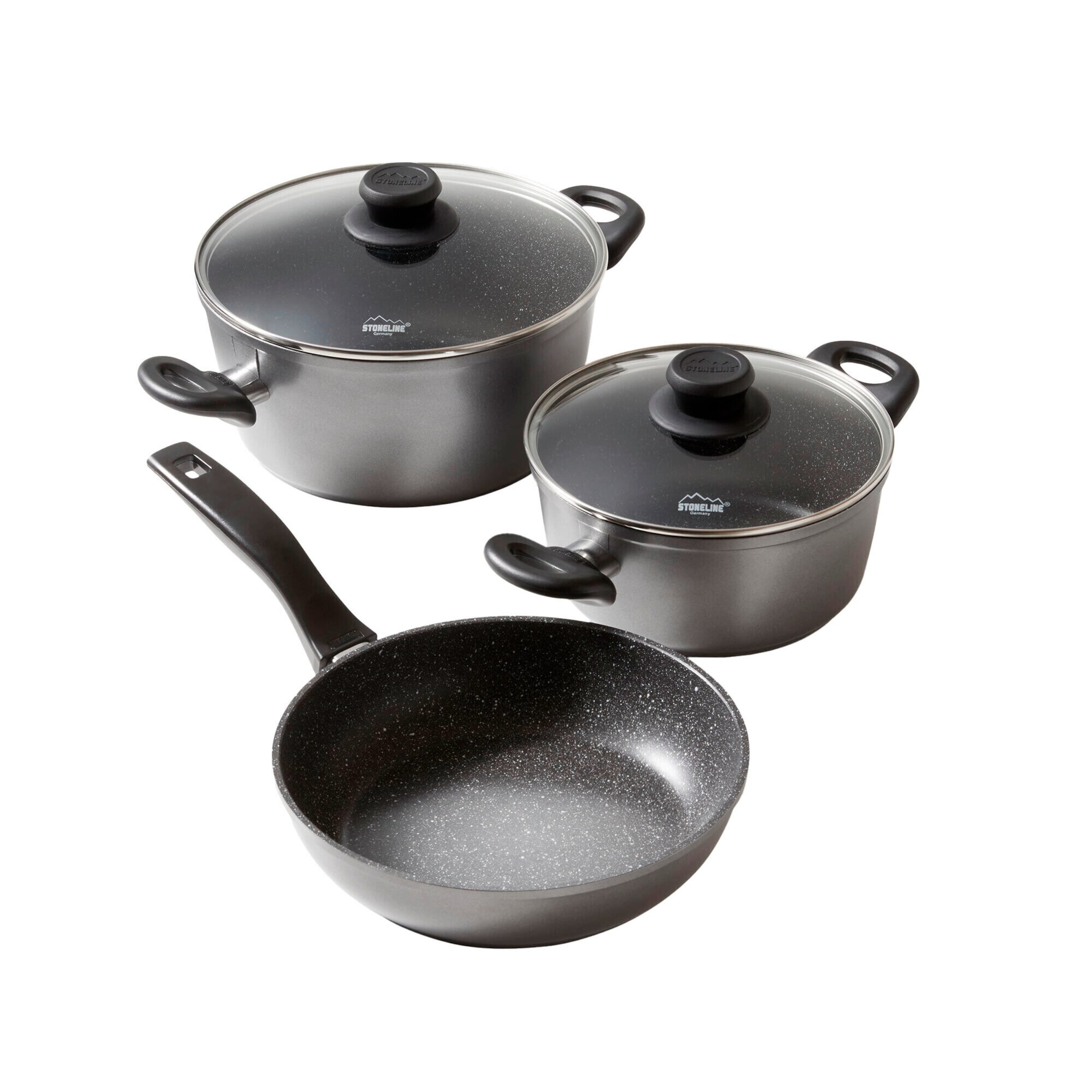STONELINE® STONELINE Kochgeschirr-Set 5-teilig | mit Deckeln - Schwarz