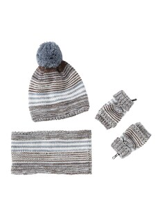 Jungen-Set: Mütze, Rundschal & Handschuhe
