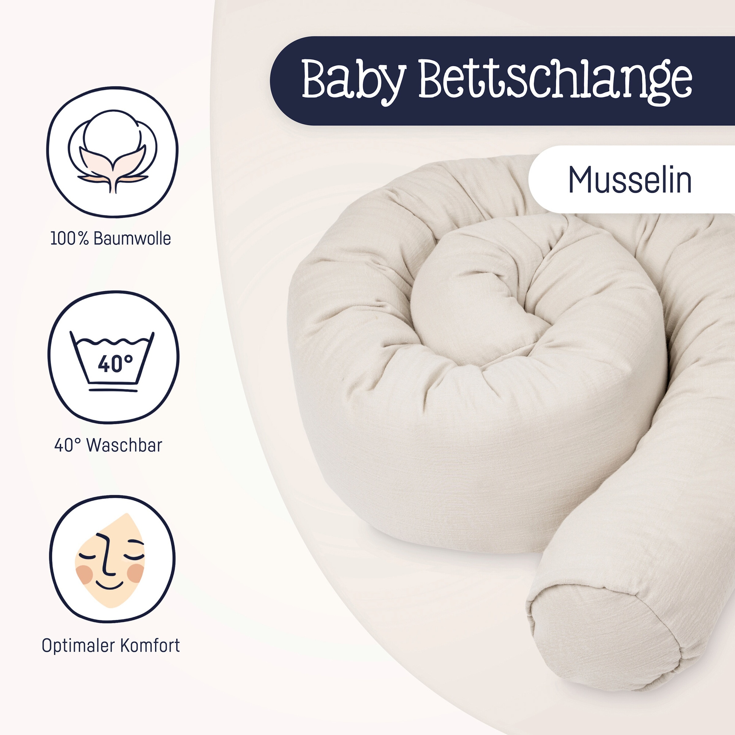 Thumbnail - Julius Zöllner Bettschlange Musselin 180 cm