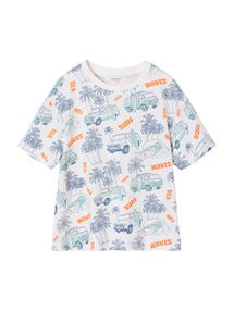 T-Shirt bunter Alloverprint Jungen mit Recycling-Baumwolle