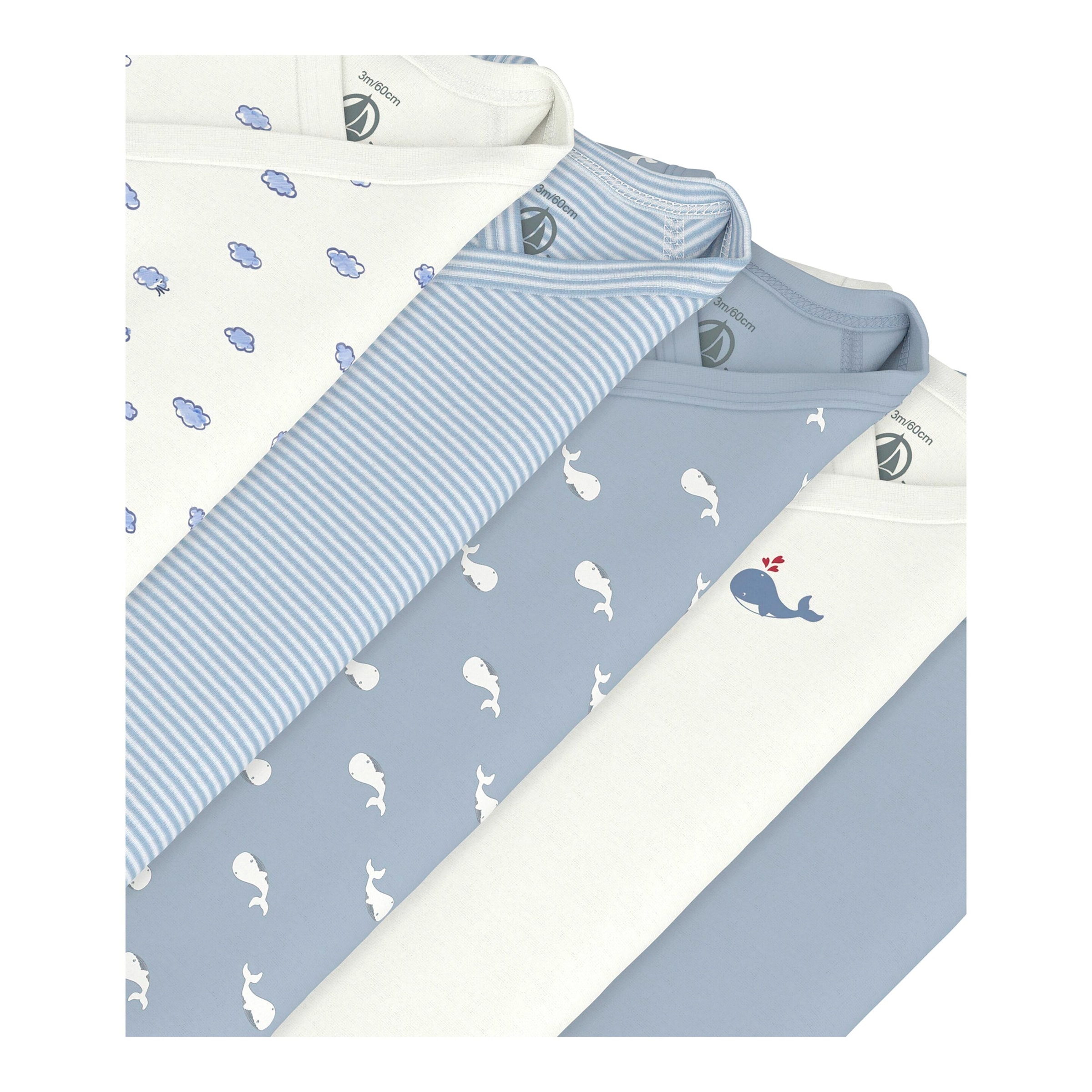 5er-Pack Wickelbodys langarm Wale Wolken