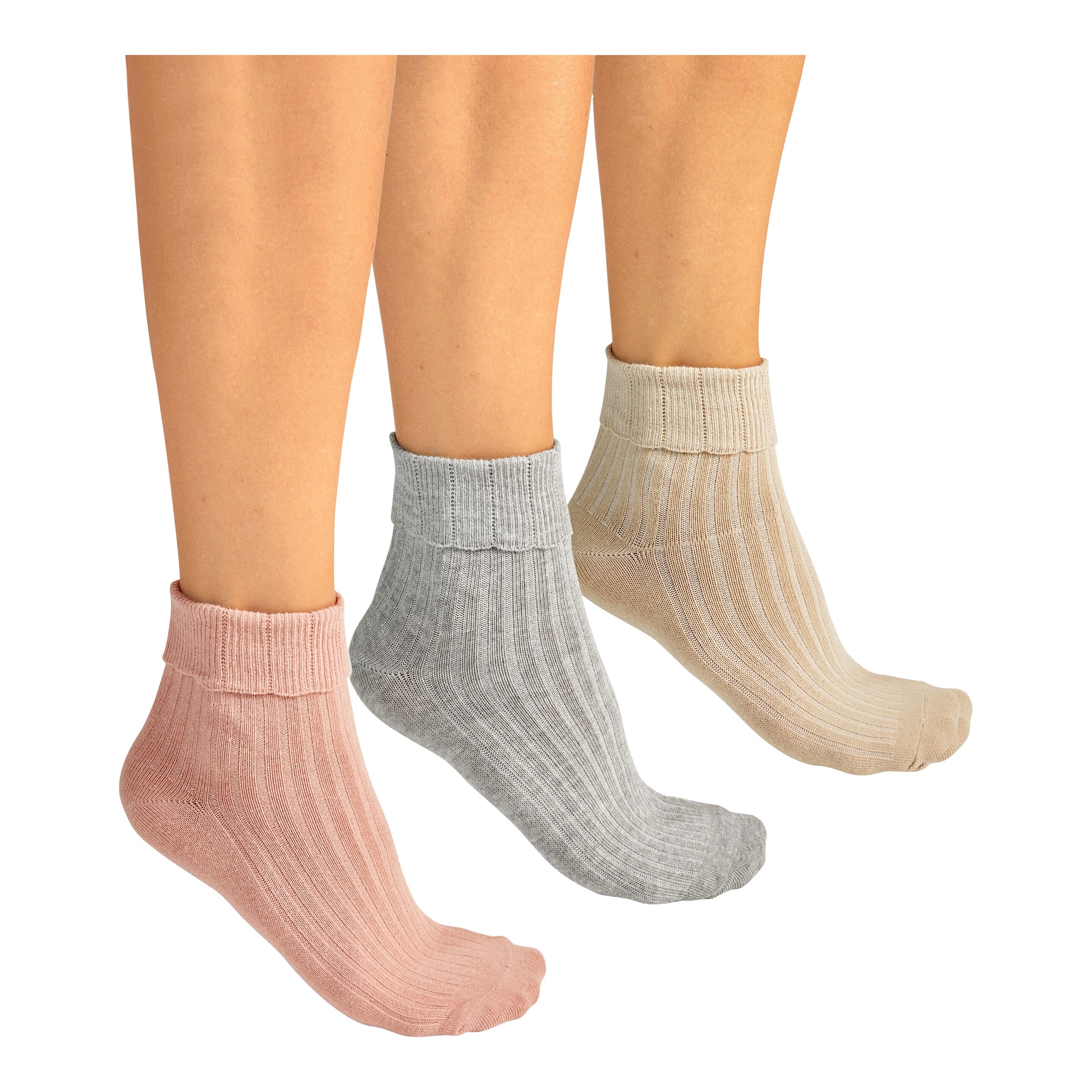 Komfort-Umschlagsocken, 3 Paar mehrfarbig