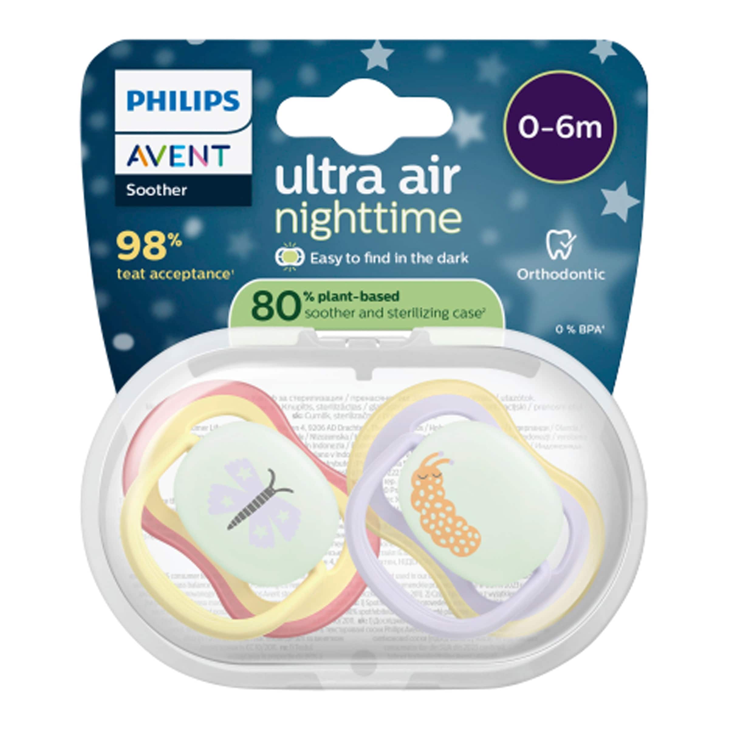 Philips Avent 2er-Pack Schnuller ultra air Nighttime, 0-6M